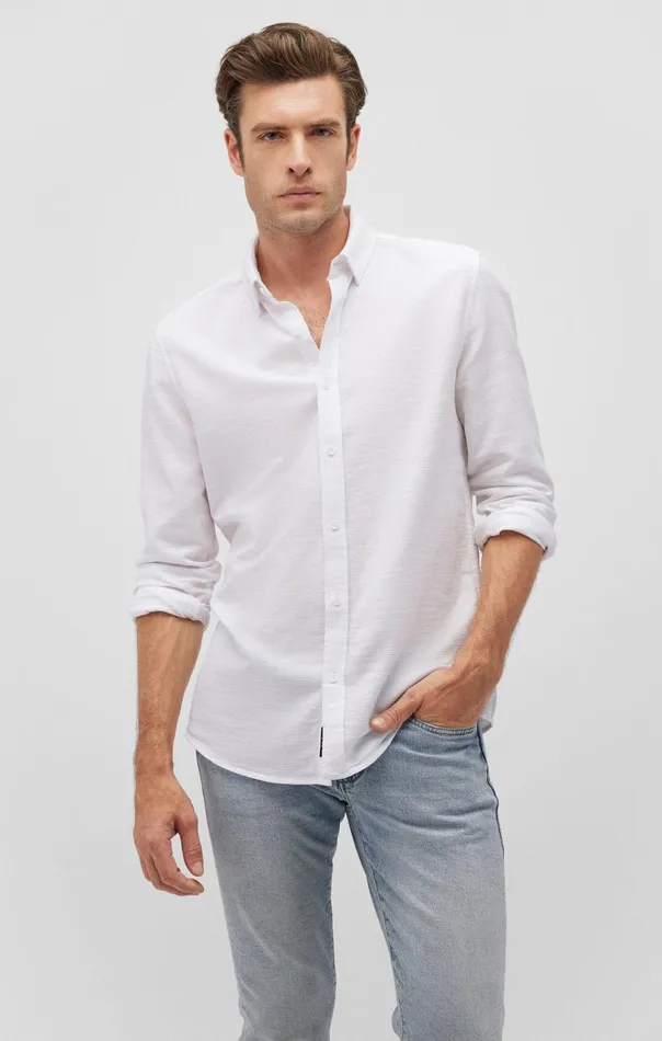Men Ken ButtonUp Shirt In Antique White Mavi Jeans Shirts