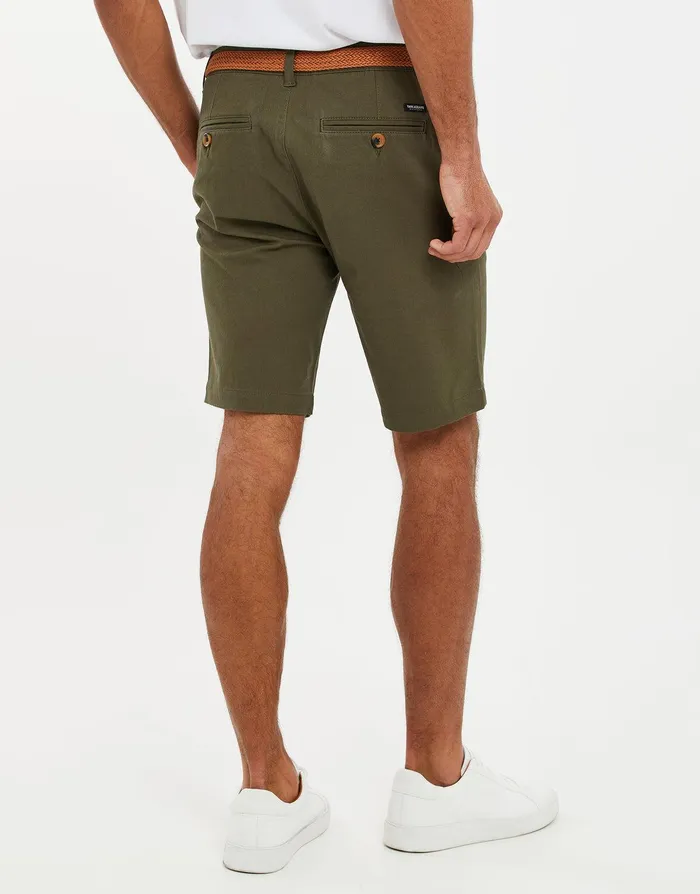 Men Khaki Belted Chino Shorts Khaki Threadbare Shorts Men Khaki Belted Chino Shorts Khaki Threadbare Shorts
