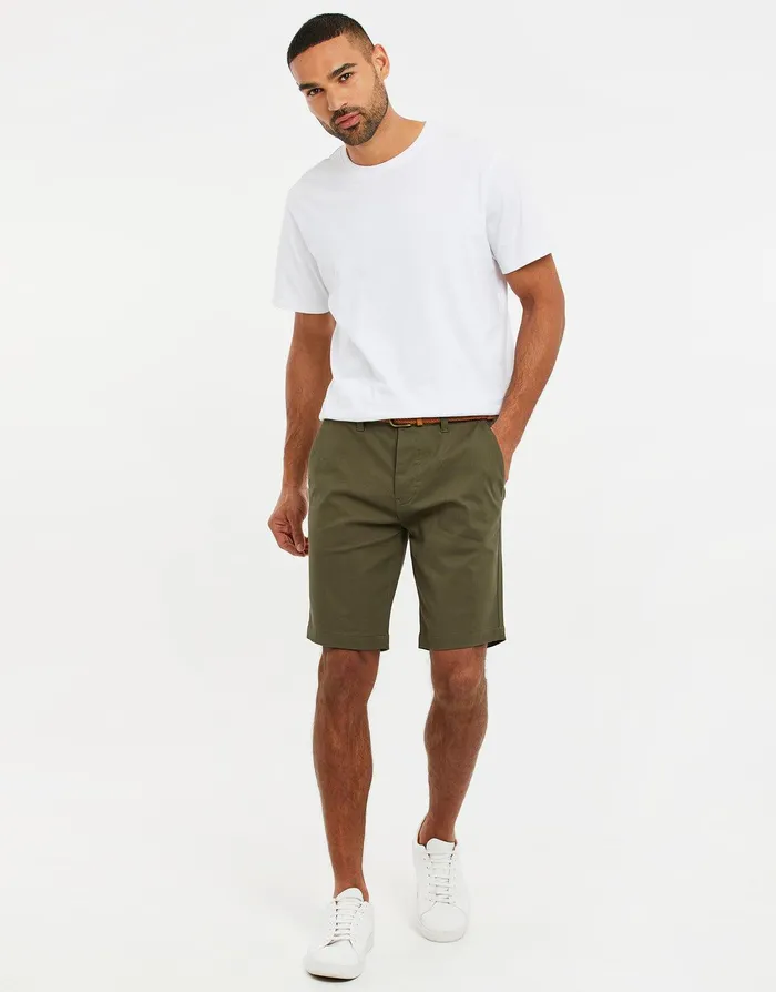 Men Khaki Belted Chino Shorts Khaki Threadbare Shorts Men Khaki Belted Chino Shorts Khaki Threadbare Shorts