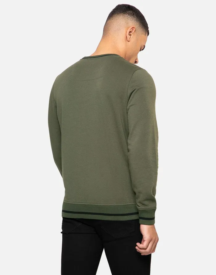 Men Khaki Crew Neck Sweatshirt Khaki Threadbare Sweatshirts