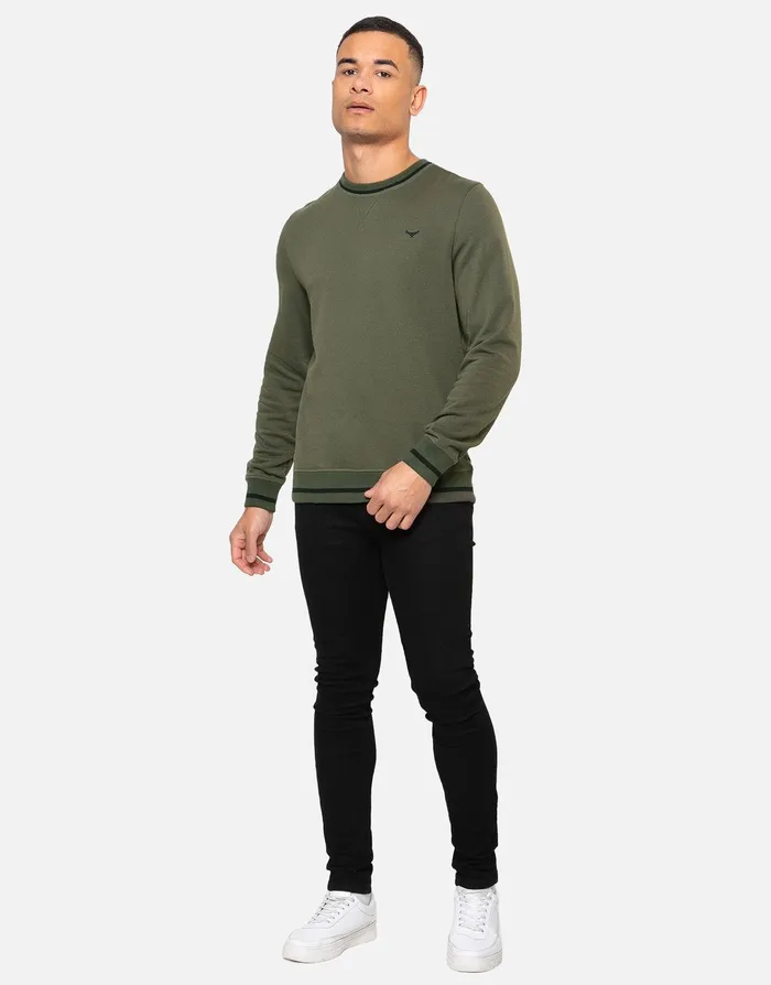 Men Khaki Crew Neck Sweatshirt Khaki Threadbare Sweatshirts
