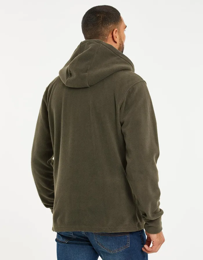 Men Khaki Fitness Fleece ZipThrough Hoodie Khaki Threadbare Hoodies