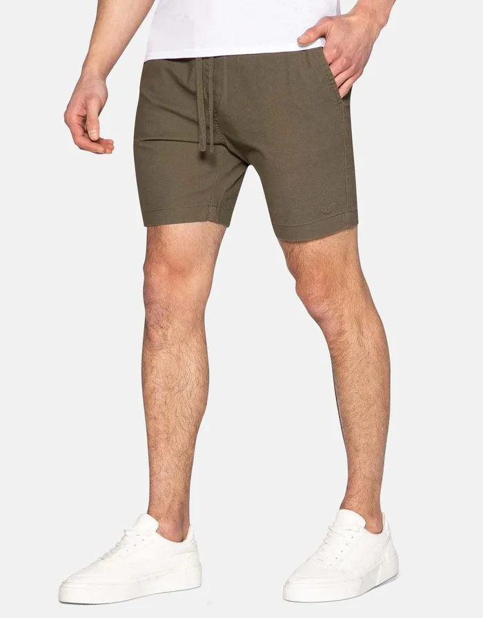 Men Khaki Jogger Style Chino Shorts Khaki Threadbare Shorts