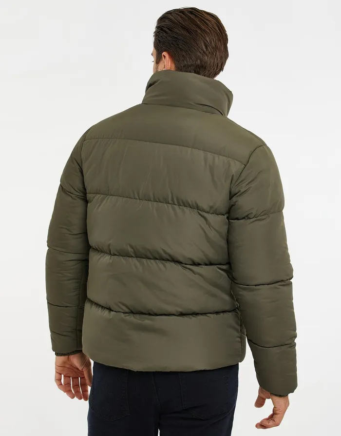 Men Khaki Mock Layer Puffer Jacket Khaki Threadbare Jacket and Coats Men Khaki Mock Layer Puffer Jacket Khaki Threadbare Jacket and Coats