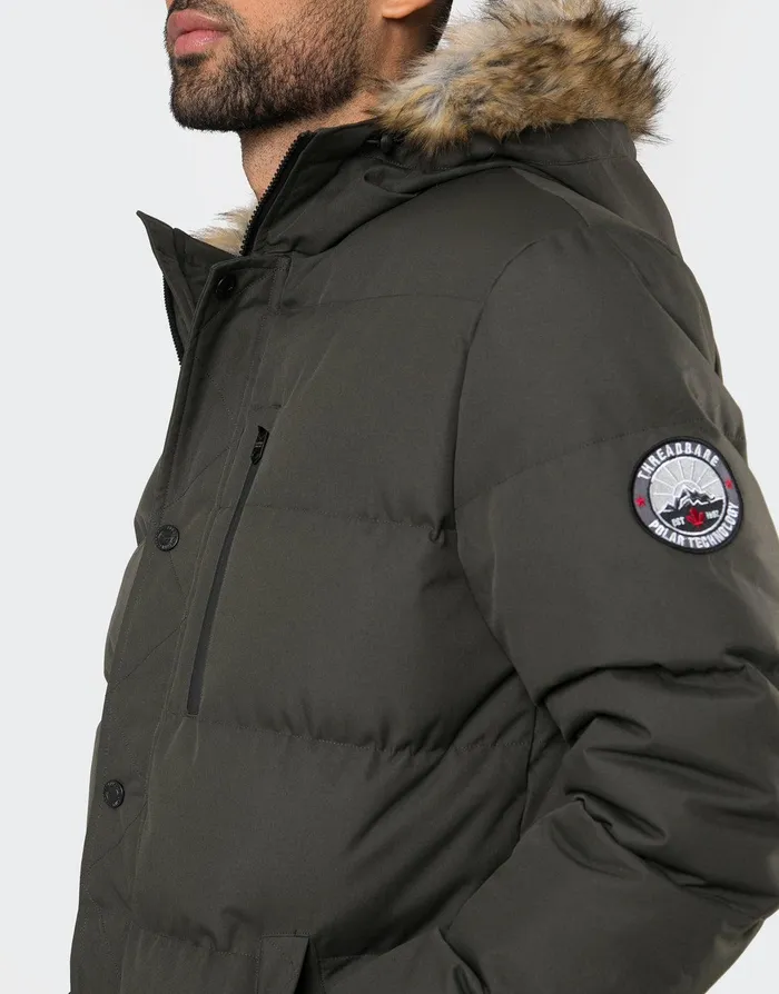 Men Khaki Parka Jacket Khaki Threadbare Jacket and Coats Men Khaki Parka Jacket Khaki Threadbare Jacket and Coats
