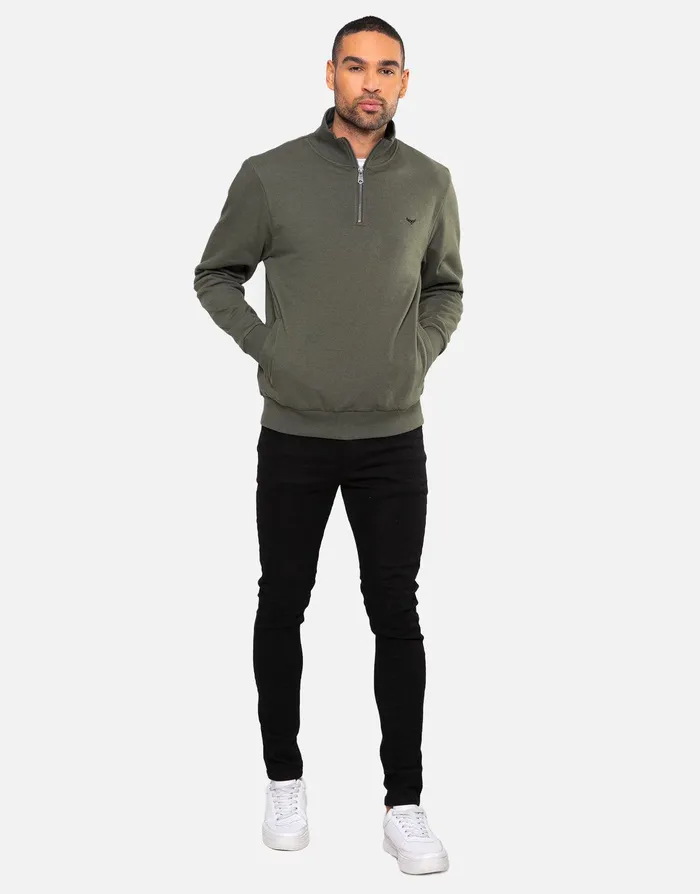 Men Khaki Quarter Zip Knitted Sweatshirt Khaki Threadbare Sweatshirts Men Khaki Quarter Zip Knitted Sweatshirt Khaki Threadbare Sweatshirts