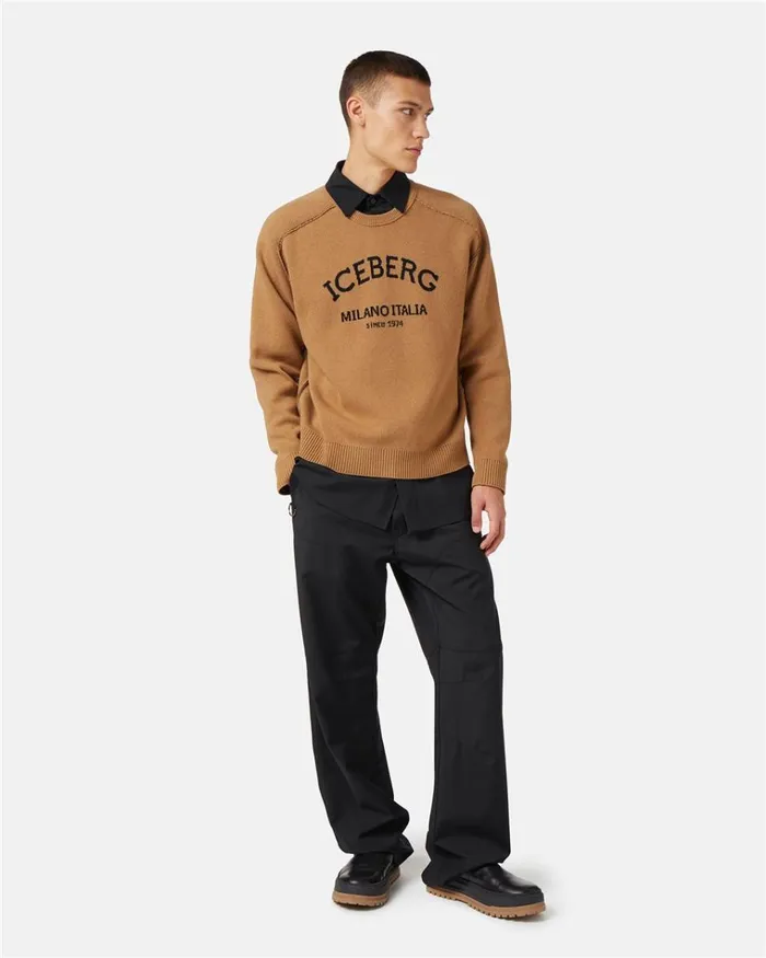 Men KNITWEAR Iceberg Crewneck Sweater With Logo Men KNITWEAR Iceberg Crewneck Sweater With Logo
