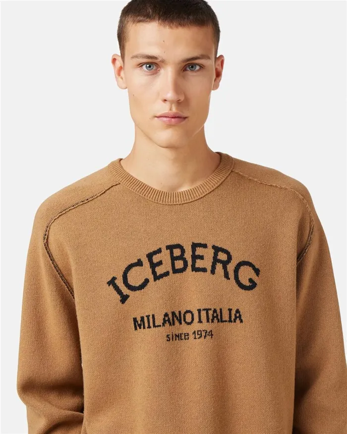 Men KNITWEAR Iceberg Crewneck Sweater With Logo Men KNITWEAR Iceberg Crewneck Sweater With Logo