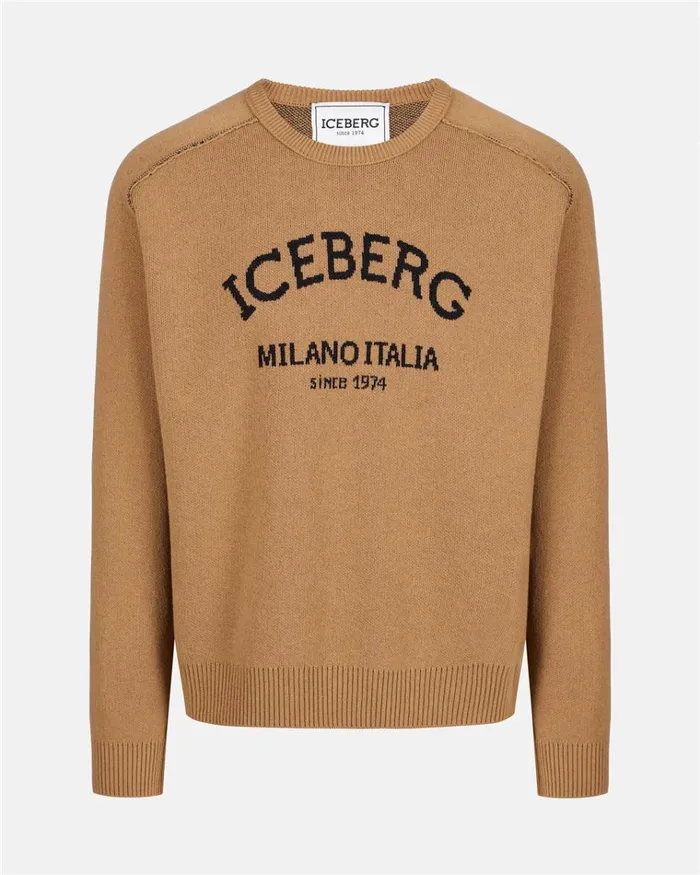 Men KNITWEAR Iceberg Crewneck Sweater With Logo Men KNITWEAR Iceberg Crewneck Sweater With Logo