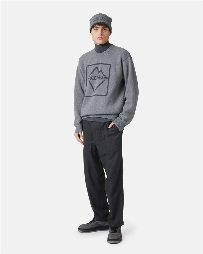 Men KNITWEAR Iceberg Crewneck Wool Blend Sweater Men KNITWEAR Iceberg Crewneck Wool Blend Sweater