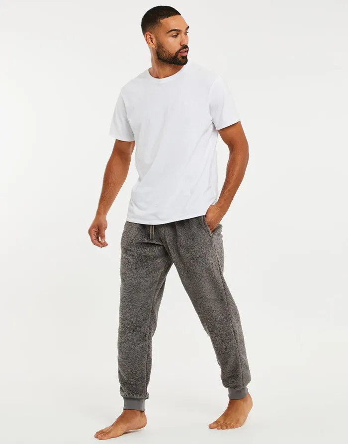 Men Light Grey Borg Lounge Pants Light Grey Threadbare Joggers Men Light Grey Borg Lounge Pants Light Grey Threadbare Joggers