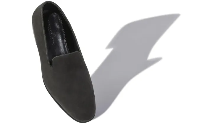 Men Loafers Manolo Blahnik MARIO Dark Grey Suede Loafers Men Loafers Manolo Blahnik MARIO Dark Grey Suede Loafers