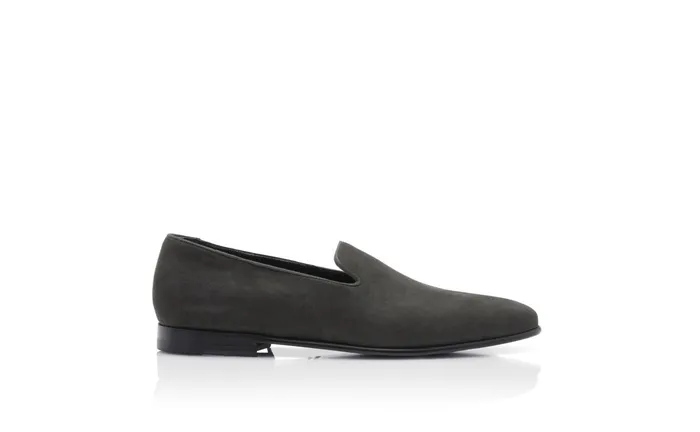 Men Loafers Manolo Blahnik MARIO Dark Grey Suede Loafers Men Loafers Manolo Blahnik MARIO Dark Grey Suede Loafers