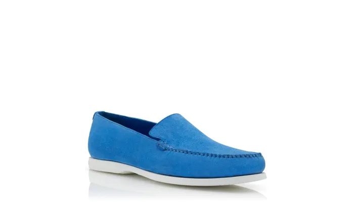 Men Loafers Manolo Blahnik MONACO Bright Blue Suede Loafers