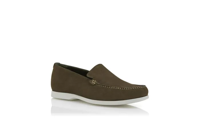 Men Loafers Manolo Blahnik MONACO Dark Khaki Suede Loafers