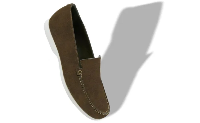 Men Loafers Manolo Blahnik MONACO Dark Khaki Suede Loafers Men Loafers Manolo Blahnik MONACO Dark Khaki Suede Loafers