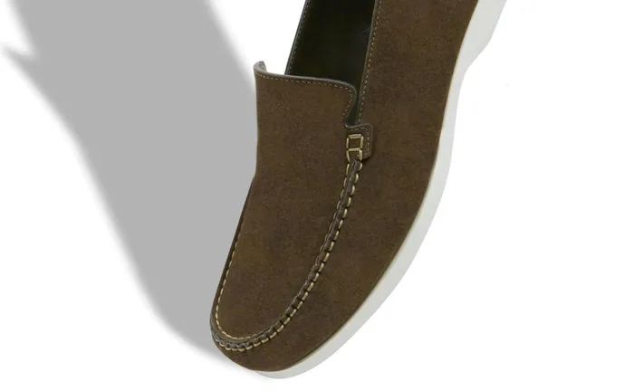 Men Loafers Manolo Blahnik MONACO Dark Khaki Suede Loafers Men Loafers Manolo Blahnik MONACO Dark Khaki Suede Loafers
