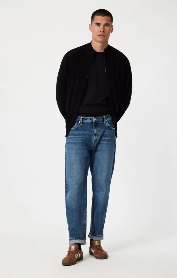 Men Marcel Loose Straight Leg In Mid Brushed Classic Blue Mavi Jeans Denim