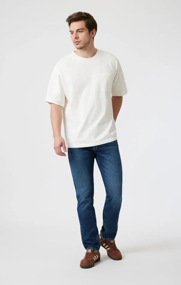 Men Marcus Slim Straight Leg In Dark Brushed Classic Blue Mavi Jeans Denim