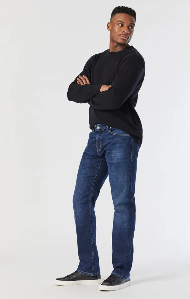 Men Marcus Slim Straight Leg Jeans In Deep Organic Move Mavi Jeans Denim