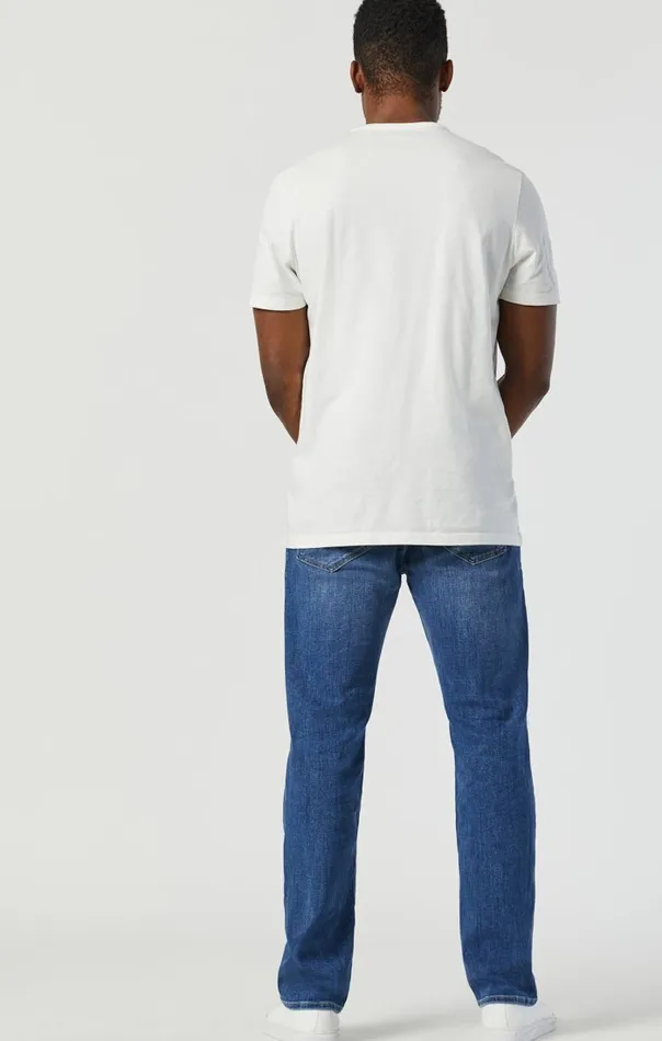 Men Marcus Slim Straight Leg Jeans In Mid Foggy Feather Blue Mavi Jeans Denim