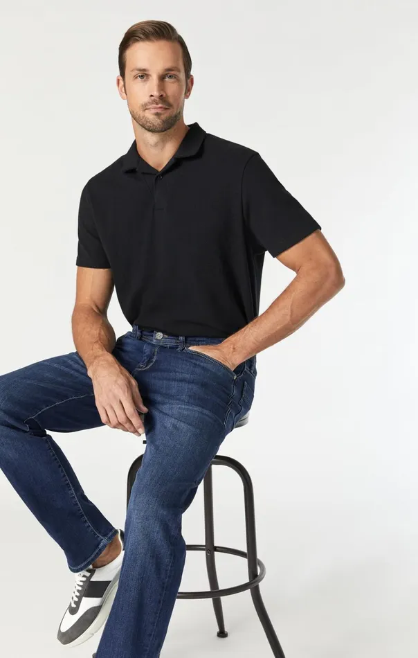 Men Matt Mid Rise Relaxed Straight Leg In Mid Indigo Cooper Mavi Jeans Denim