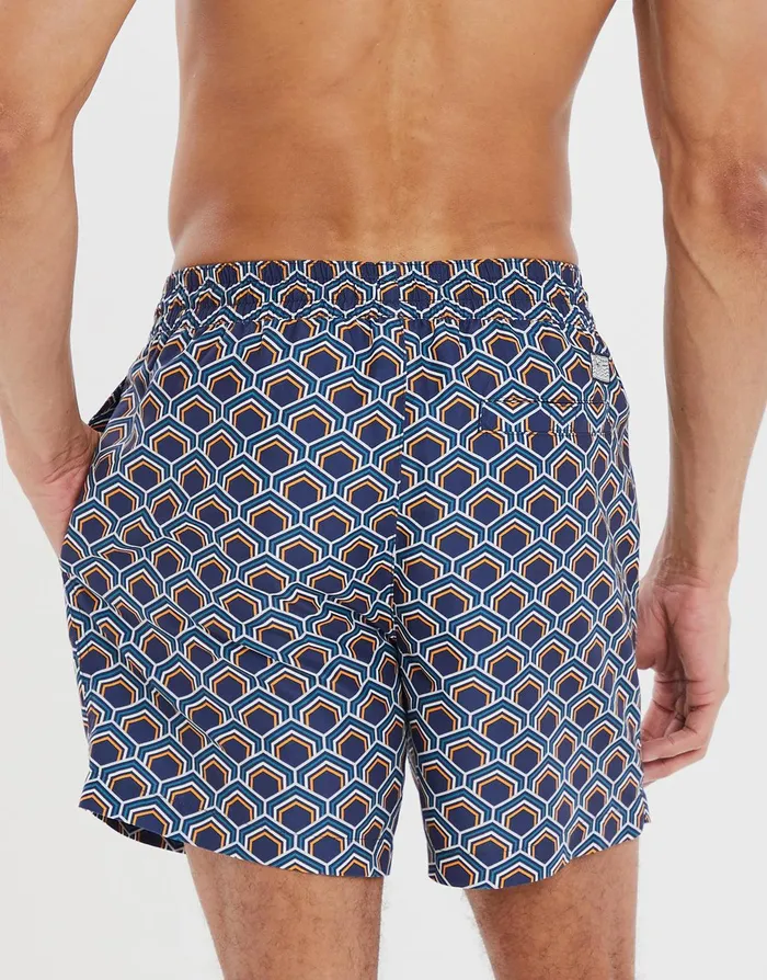 Men Midnight Blue Geometric Print Swim Shorts Midnight Blue Threadbare Swimwear Men Midnight Blue Geometric Print Swim Shorts Midnight Blue Threadbare Swimwear