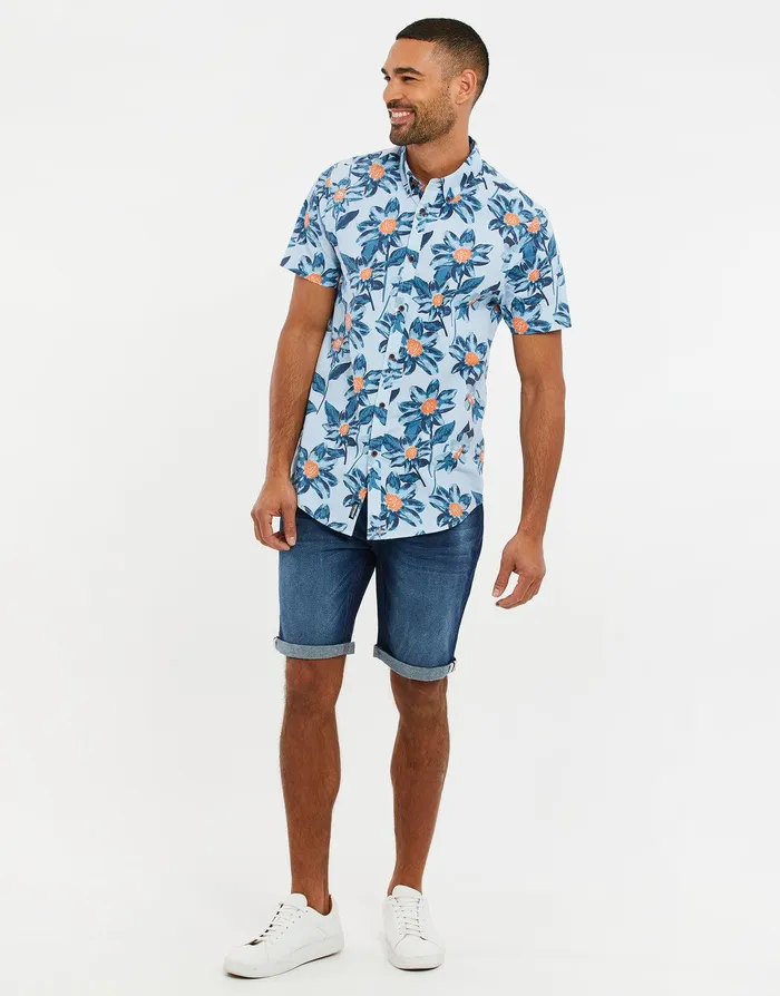 Men Mint Floral Print Short Sleeve Shirt Mint Threadbare Shirts Men Mint Floral Print Short Sleeve Shirt Mint Threadbare Shirts