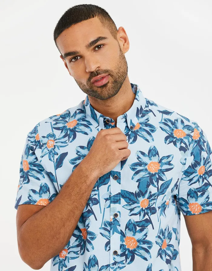 Men Mint Floral Print Short Sleeve Shirt Mint Threadbare Shirts Men Mint Floral Print Short Sleeve Shirt Mint Threadbare Shirts