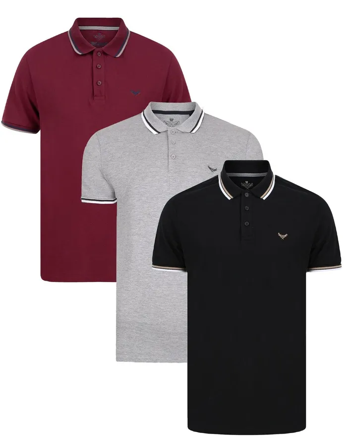Men Multi Short Sleeve Polo Shirts 3 Pack BurgundyNavyGrey Threadbare Polo Shirts Men Multi Short Sleeve Polo Shirts 3 Pack BurgundyNavyGrey Threadbare Polo Shirts