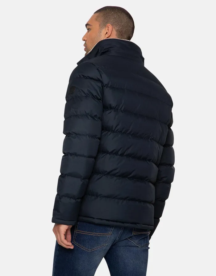 Men Navy Borg Funnel Neck Padded Coat Navy Threadbare Jacket and Coats Men Navy Borg Funnel Neck Padded Coat Navy Threadbare Jacket and Coats