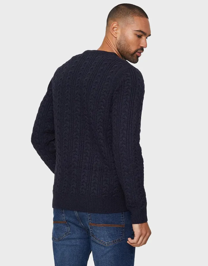 Men Navy Cable Knit Jumper Navy Threadbare Knitwear Men Navy Cable Knit Jumper Navy Threadbare Knitwear