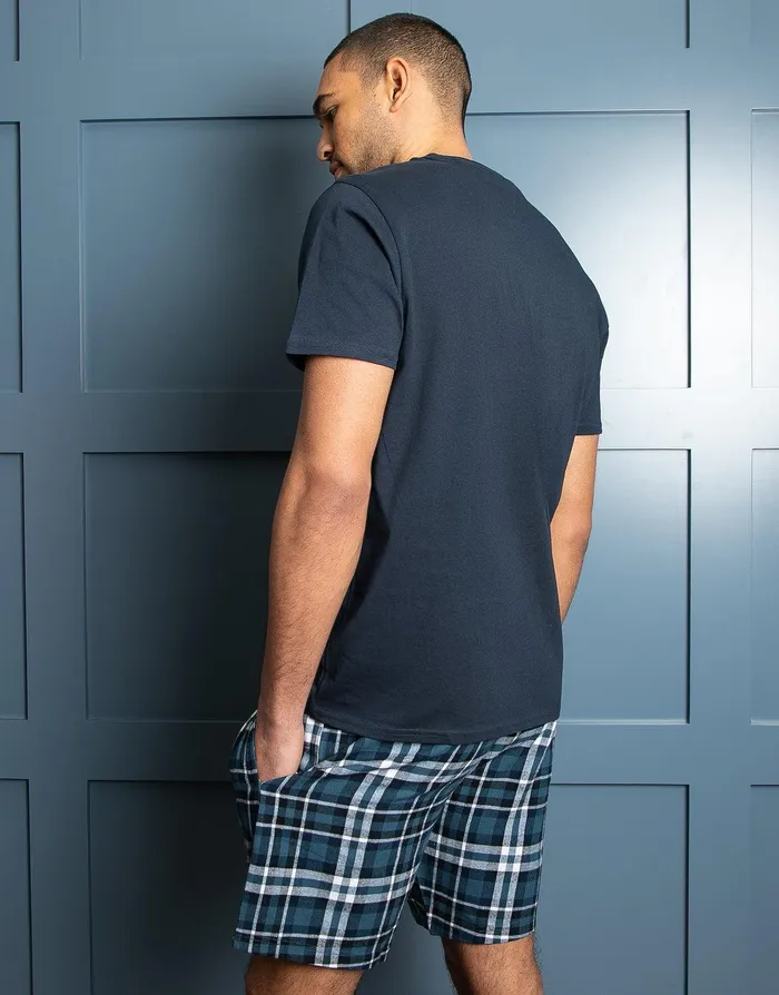 Men Navy Check Pyjama Short and TShirt 2Piece Set Navy Threadbare Pyjamas Men Navy Check Pyjama Short and TShirt 2Piece Set Navy Threadbare Pyjamas
