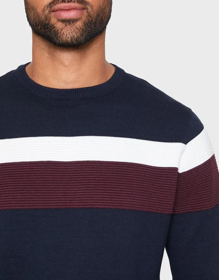 Men Navy Colourblock Jumper Navy Threadbare Knitwear Men Navy Colourblock Jumper Navy Threadbare Knitwear