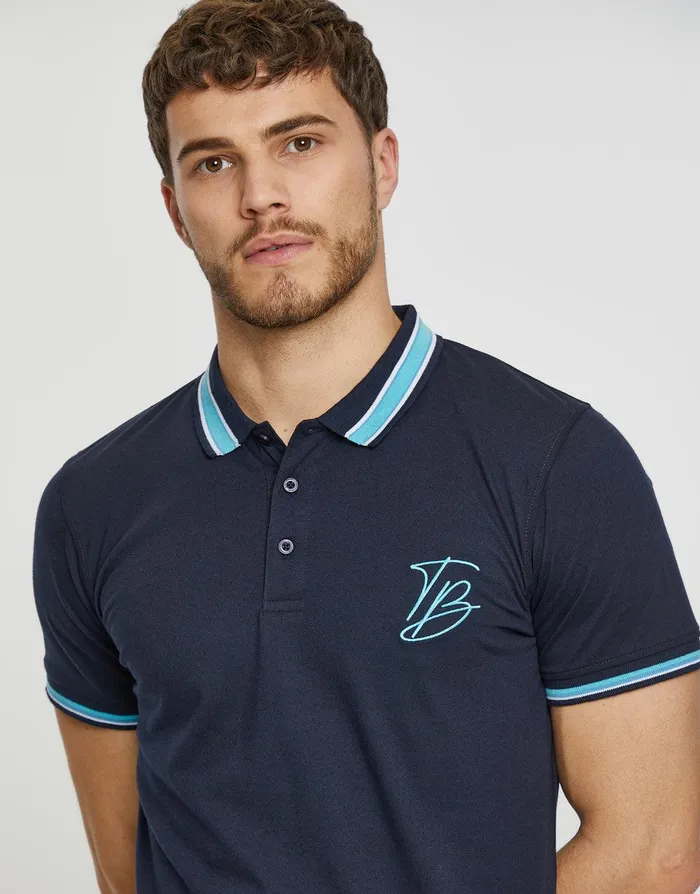 Men Navy Contrast Collar Branded Polo Shirt Navy Threadbare Polo Shirts Men Navy Contrast Collar Branded Polo Shirt Navy Threadbare Polo Shirts