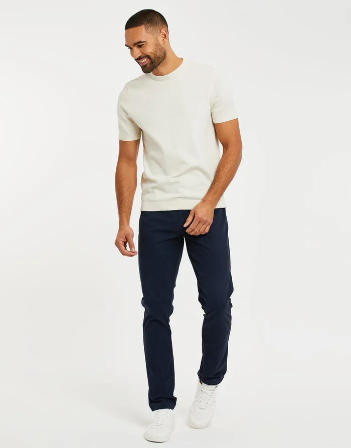Men Navy Drawcord Chino Trousers Navy Threadbare Trousers and Cargos Men Navy Drawcord Chino Trousers Navy Threadbare Trousers and Cargos