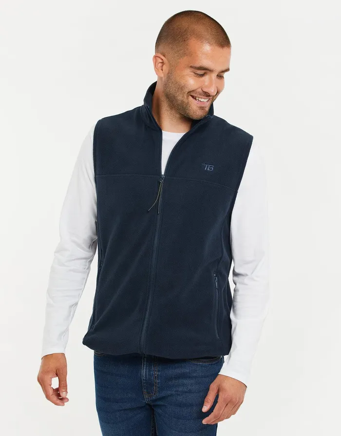 Men Navy Fitness Fleece Gilet Navy Threadbare Gilets
