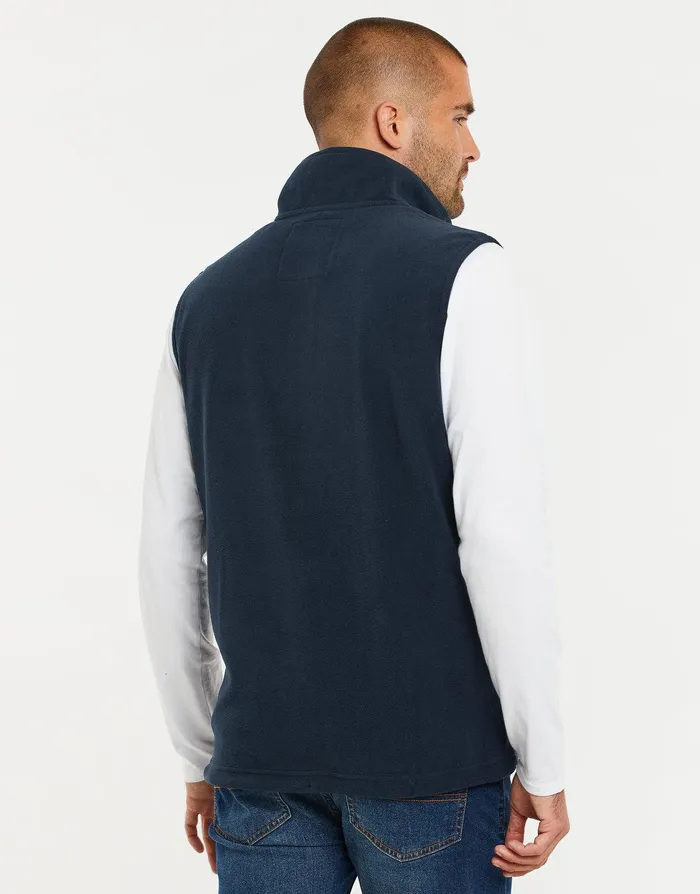 Men Navy Fitness Fleece Gilet Navy Threadbare Gilets