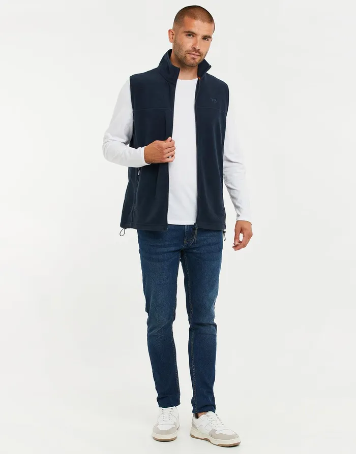 Men Navy Fitness Fleece Gilet Navy Threadbare Gilets
