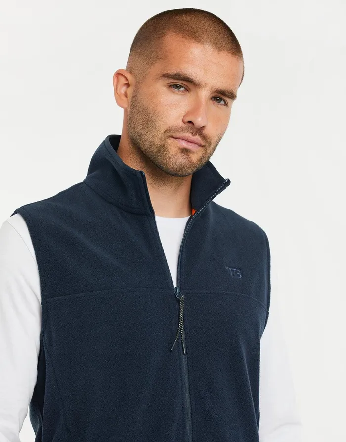 Men Navy Fitness Fleece Gilet Navy Threadbare Gilets