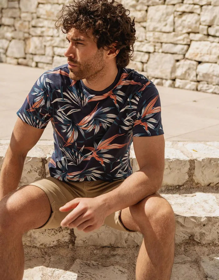 Men Navy Floral Print Short Sleeve TShirt Navy Threadbare TShirts Men Navy Floral Print Short Sleeve TShirt Navy Threadbare TShirts