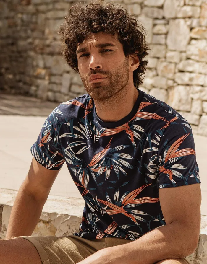Men Navy Floral Print Short Sleeve TShirt Navy Threadbare TShirts Men Navy Floral Print Short Sleeve TShirt Navy Threadbare TShirts