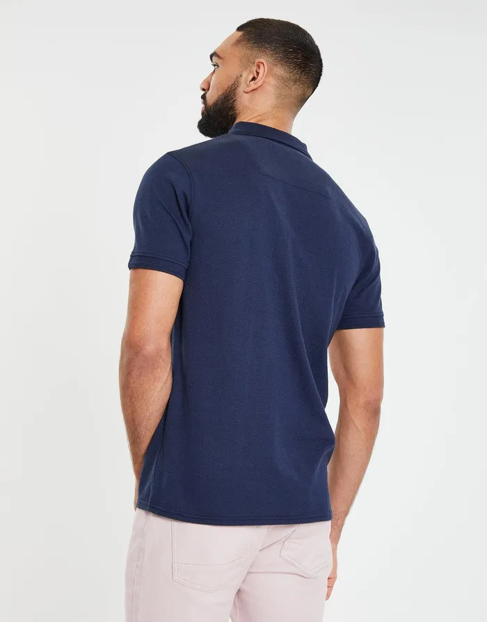 Men Navy Honeycomb Rib Jetted Pocket Polo Shirt Navy Threadbare Polo Shirts Men Navy Honeycomb Rib Jetted Pocket Polo Shirt Navy Threadbare Polo Shirts