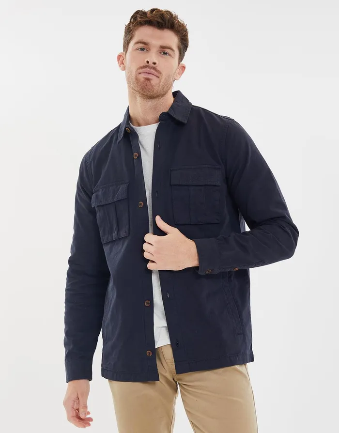 Men Navy Long Sleeve Shirt Navy Threadbare Shackets