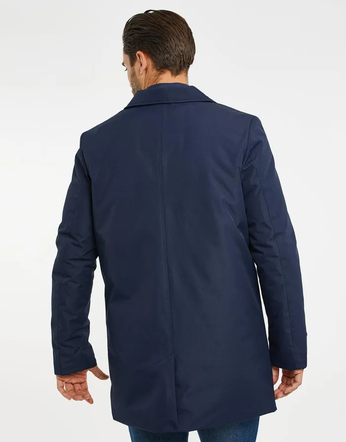 Men Navy Longline Mock Layer Mac Navy Threadbare Jacket and Coats Men Navy Longline Mock Layer Mac Navy Threadbare Jacket and Coats
