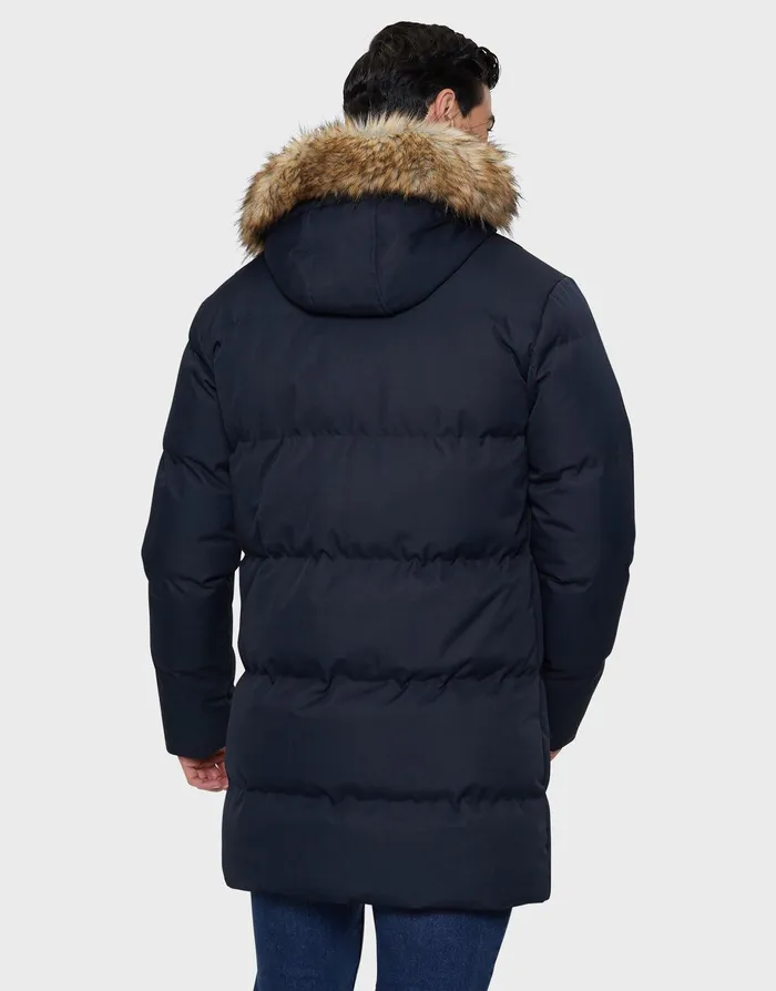 Men Navy Longline Padded Parka Coat Navy Threadbare Jacket and Coats Men Navy Longline Padded Parka Coat Navy Threadbare Jacket and Coats