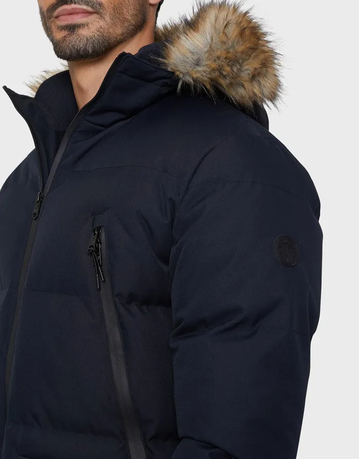 Men Navy Longline Padded Parka Coat Navy Threadbare Jacket and Coats Men Navy Longline Padded Parka Coat Navy Threadbare Jacket and Coats