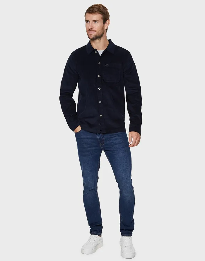 Men Navy Plain Long Sleeve Cord Shirt Navy Threadbare Shirts Men Navy Plain Long Sleeve Cord Shirt Navy Threadbare Shirts