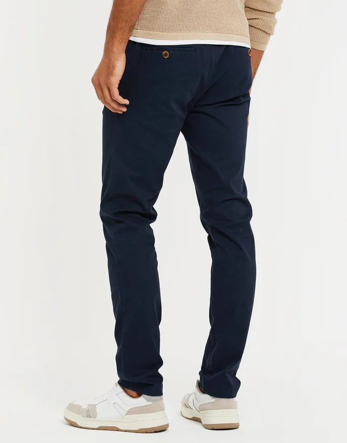 Men Navy Stretch Chino Trousers Navy Threadbare Trousers and Cargos Men Navy Stretch Chino Trousers Navy Threadbare Trousers and Cargos