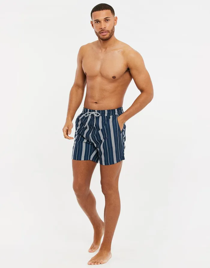 Men Navy Striped Swim Shorts Navy Threadbare Swimwear Men Navy Striped Swim Shorts Navy Threadbare Swimwear